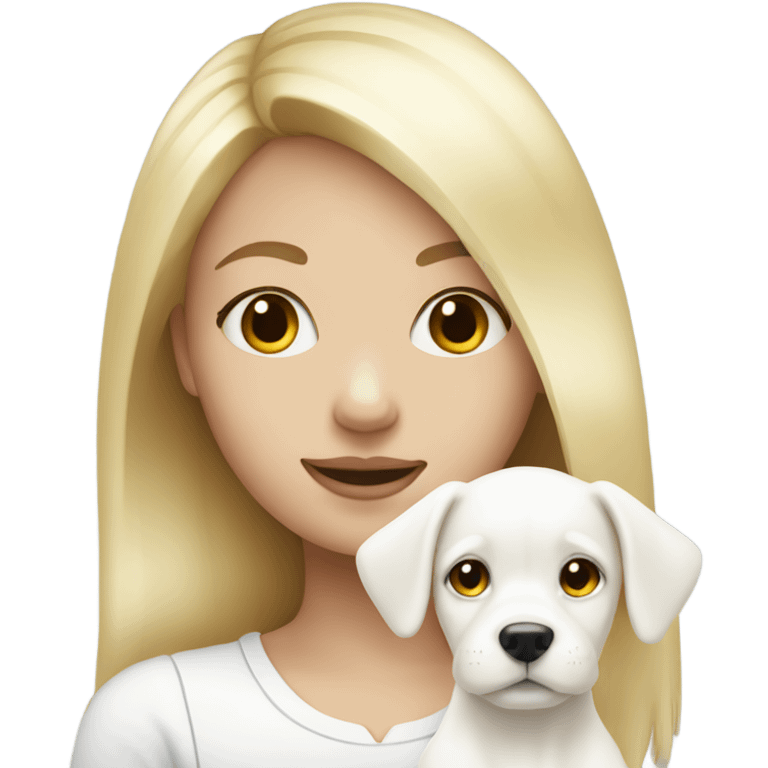 blonde girl with white puppy emoji