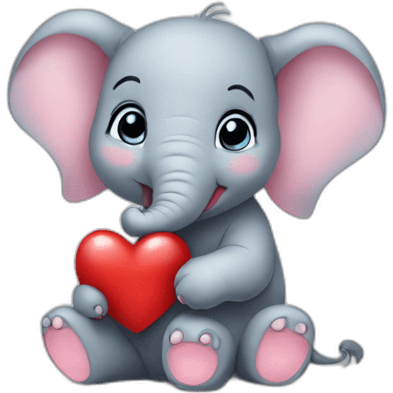 cute baby elephant with holding heart ❤️  emoji