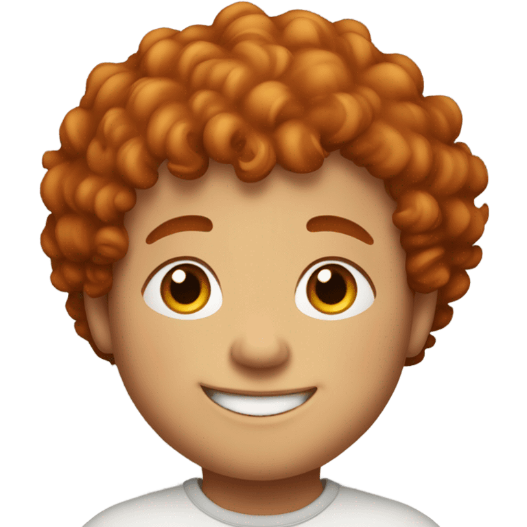 Bading redish curly little hair guy with corners in the hair chubby smiling emoji