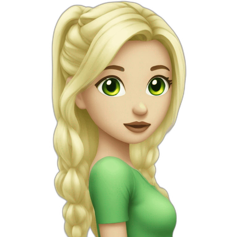 girl blonde beautiful green eye kiss full body emoji