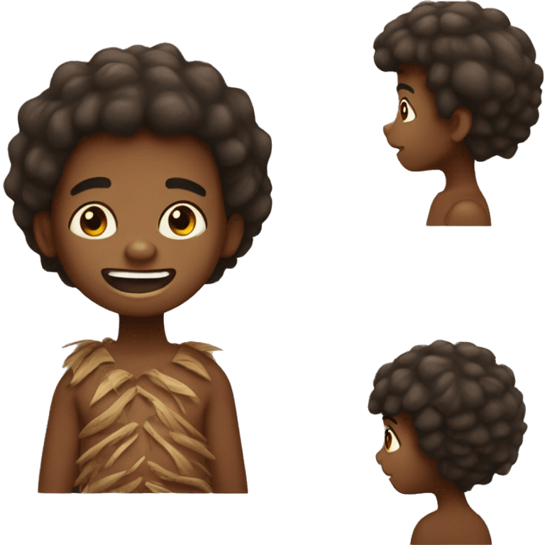 crea emoji de un niño africano prehistorico emoji