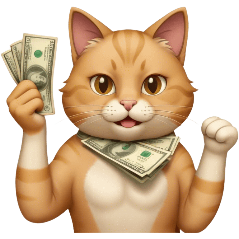 Cat flexing money emoji