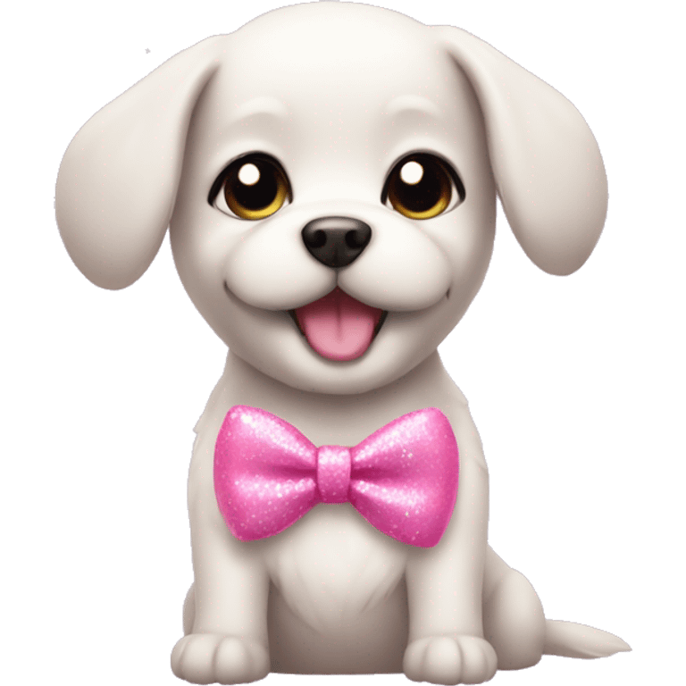 Cute dog wearing a pink bow with sparkles around emoji