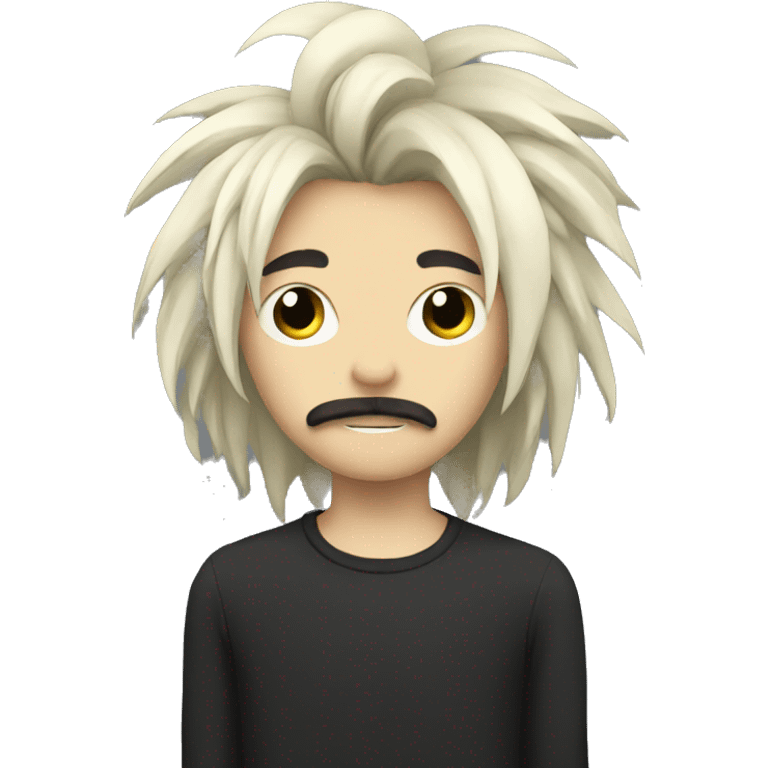 emo boy with long shaggy hair and moustache emoji