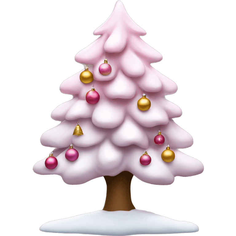 árbol navideño blanco con decoraciones rosa emoji