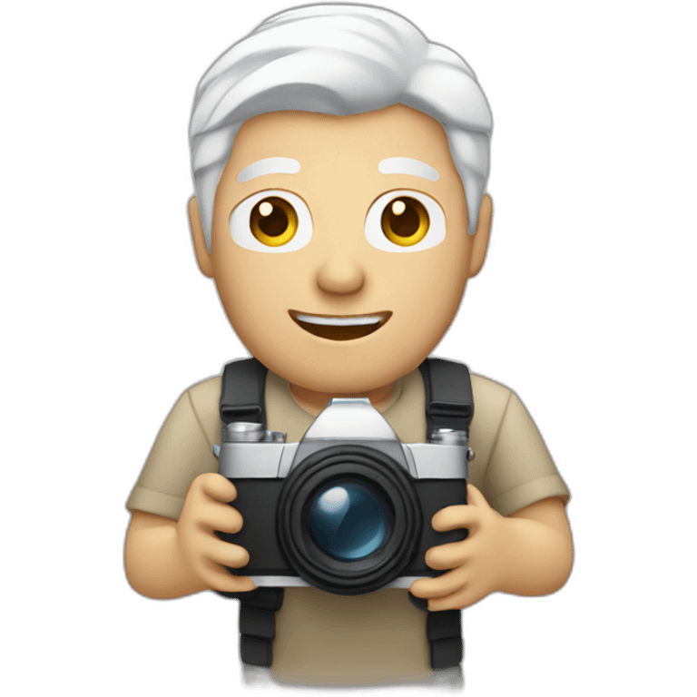 guy with white hair holding a camera emoji