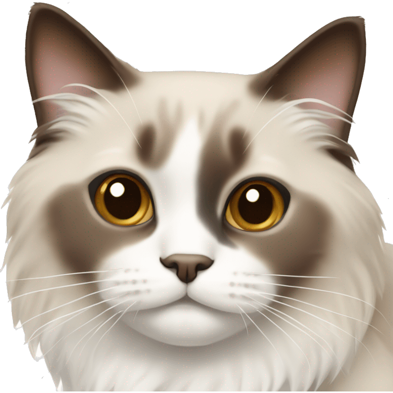 A ragdoll cat with brown and beige with a white bow  emoji