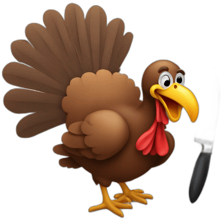 turkey running away from a large knife emoji