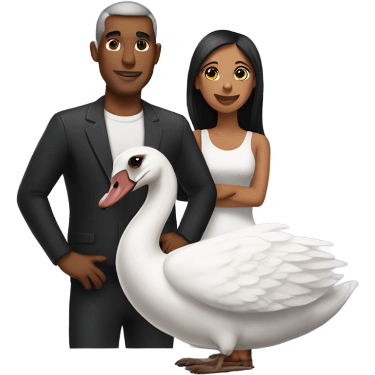 swan with doberman couple emoji