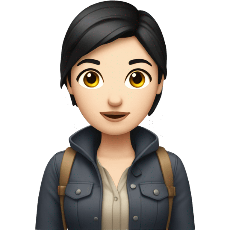 Girl tour guide with fair skin short black hair chubby face emoji