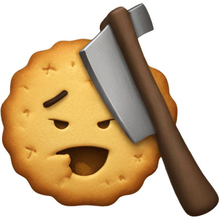 A biscuit breaks with an axe emoji