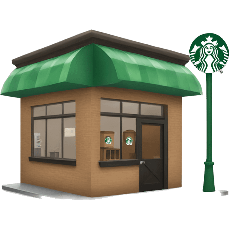 One coffee shop building with one starbucks logo no fonts emoji