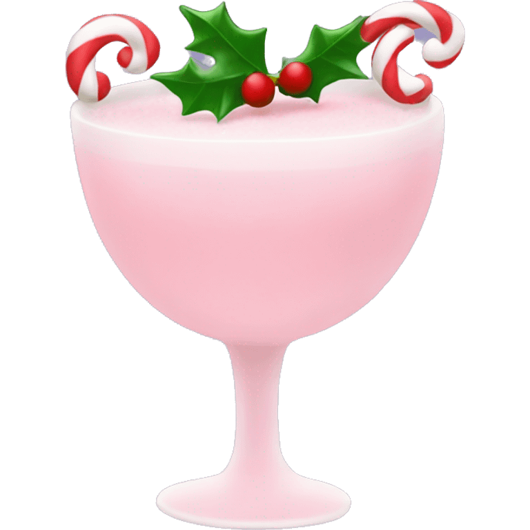 pastel pink christmas drink, with mistletoe on it emoji