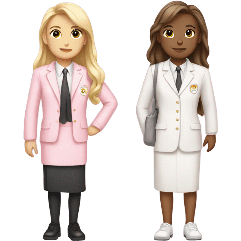 white and pastel pink school uniforms emoji