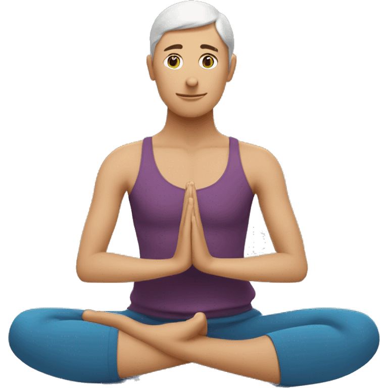 persona en posicion de yoga con manos unidas en palma emoji