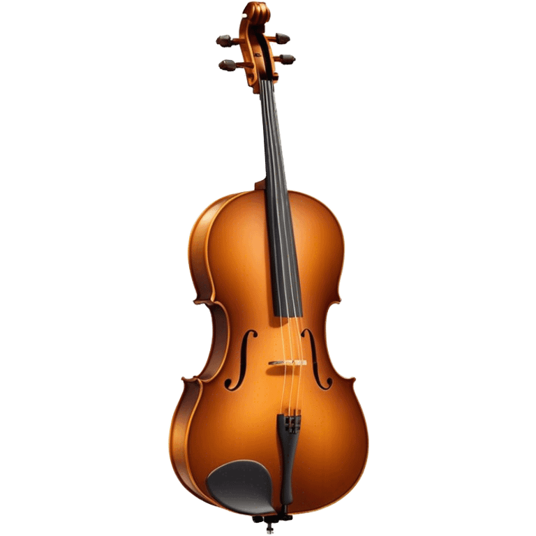 Cinematic Realistic Cello, deep brown polished wood, elegant f-holes creating contrast, warm golden light reflecting off its curves, glowing with depth and a rich musical resonance. emoji