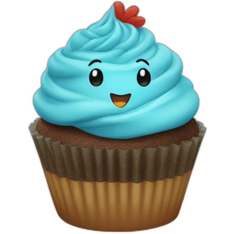 Happy Robin blue cupcake emoji