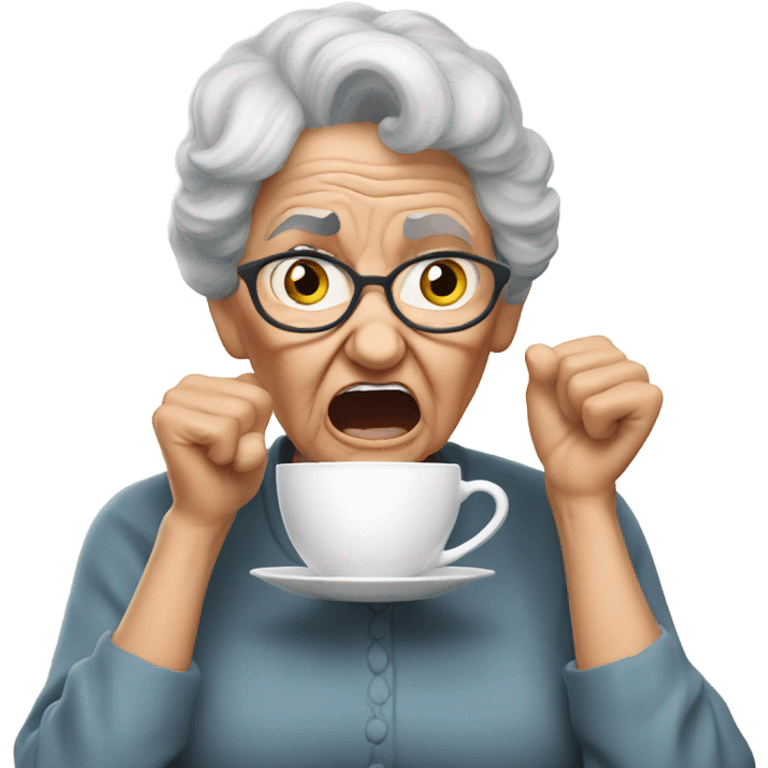 angry grandma can't hear cup her hand to her ear emoji