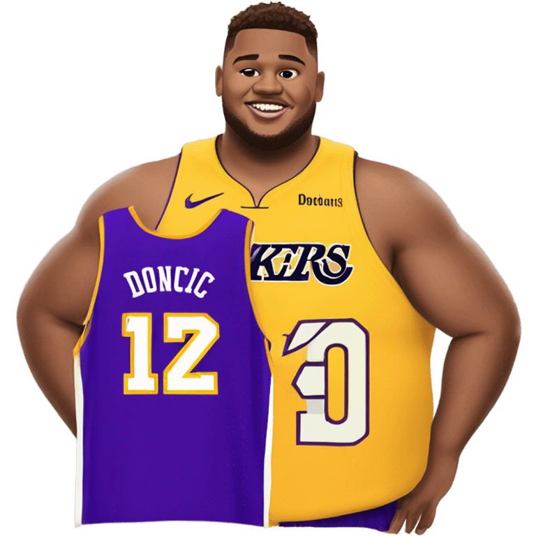 A really fat Luka doncic in a laker jerseys  emoji