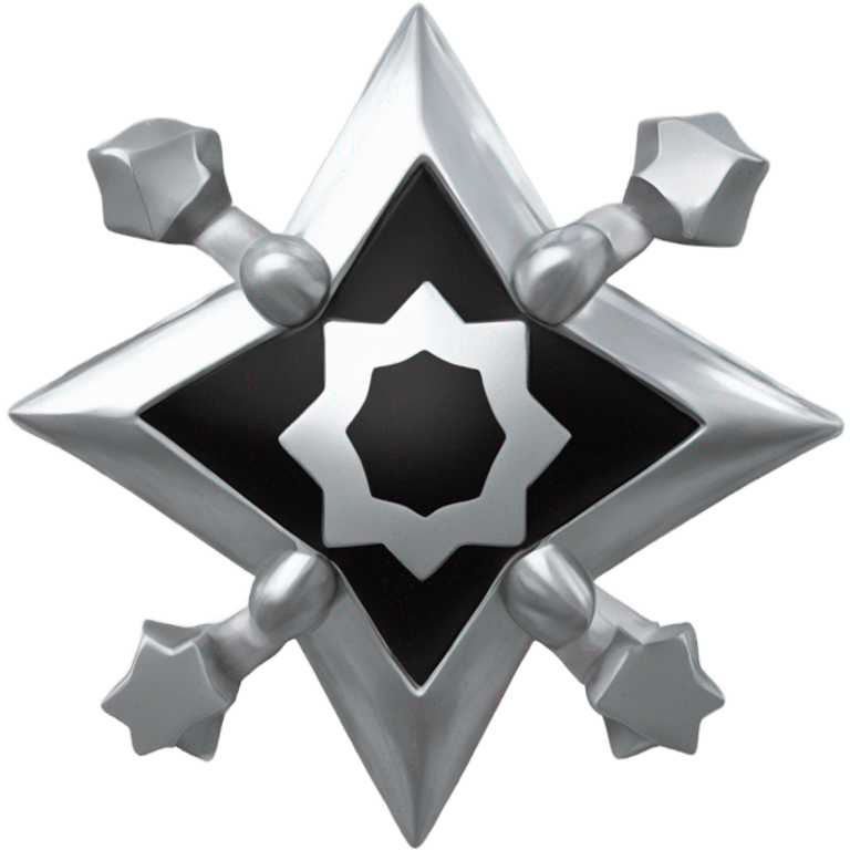 Silver chrome four-point star diamond black emoji