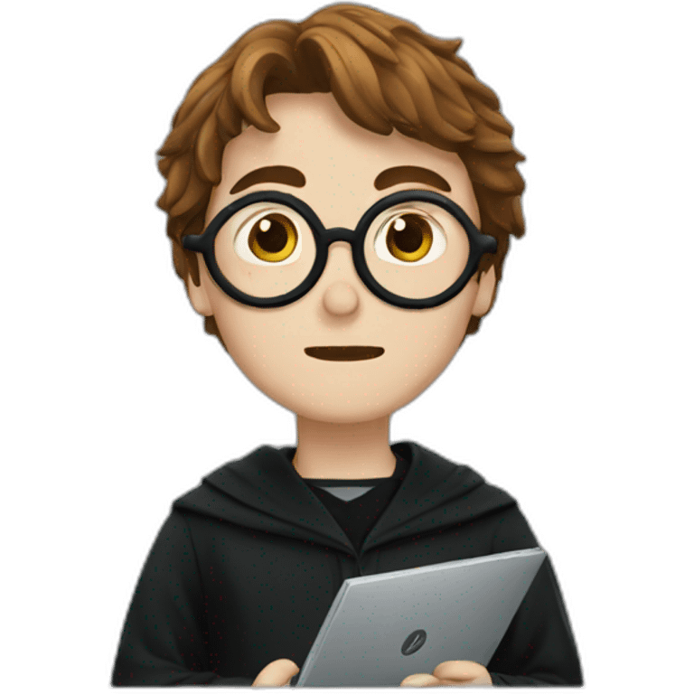 harry potter using a computer emoji