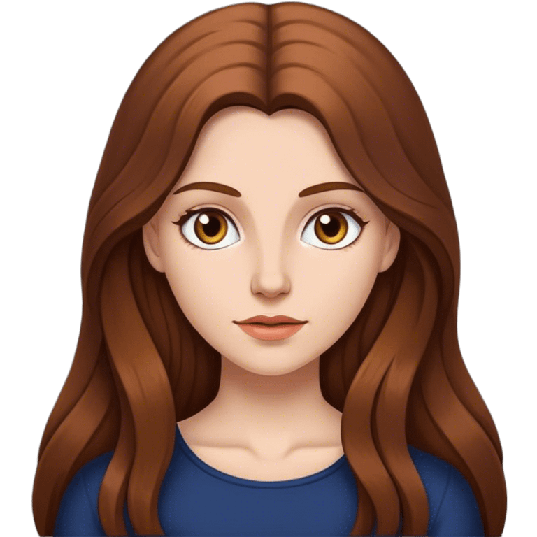 White woman with long brown hair emoji