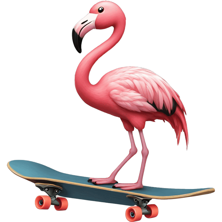 Flamingo on a skateboard emoji