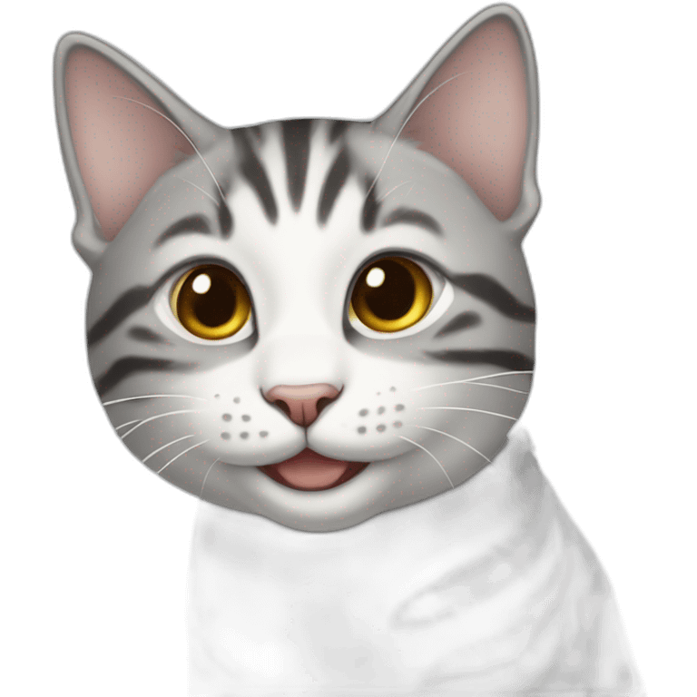 smile-white and gray tabby-cat emoji