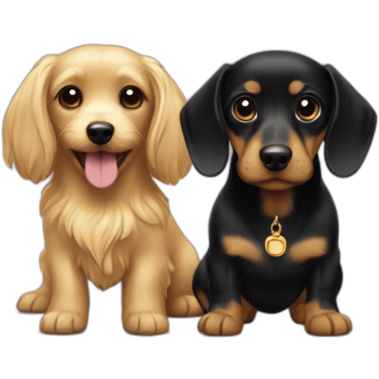 gold maltese and black dachshund emoji