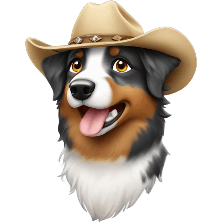 Australian Shepherd wearing a cowboy hat emoji