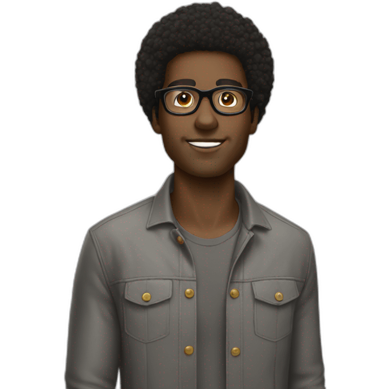 Black man Afro Black hair glasses emoji