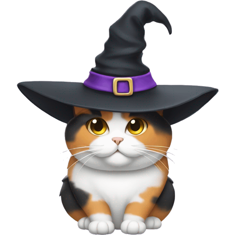 Fat calico cat witch hat emoji