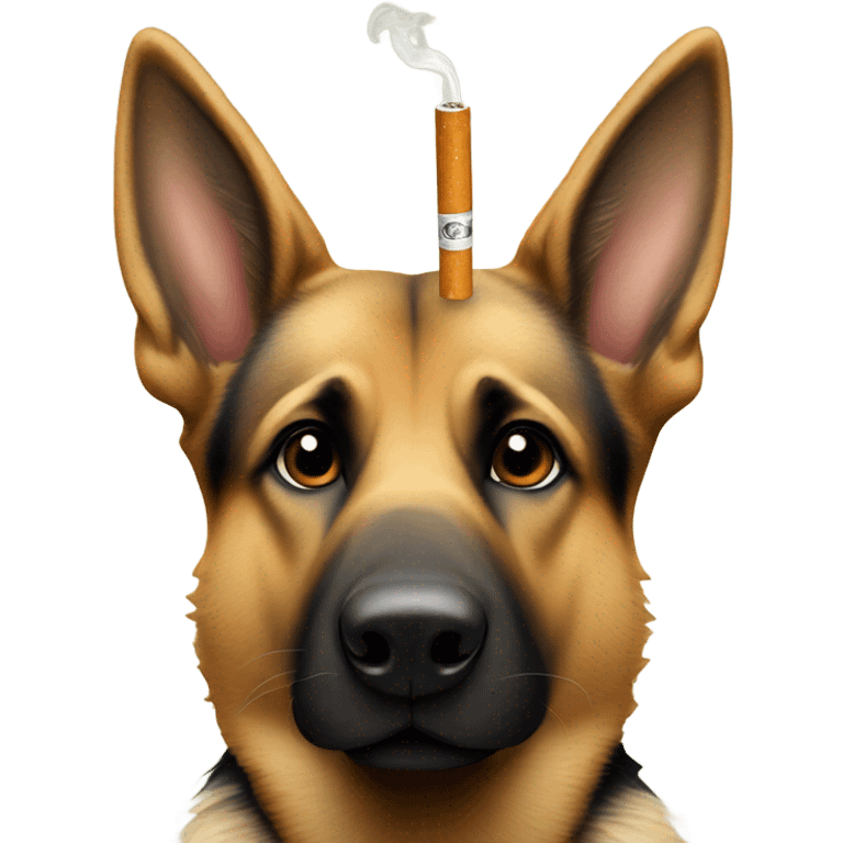 German shepherd with a cigarette in mouth emoji