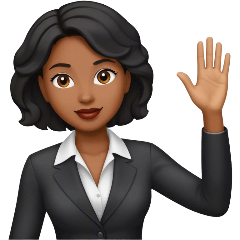 black buisness woman waving emoji