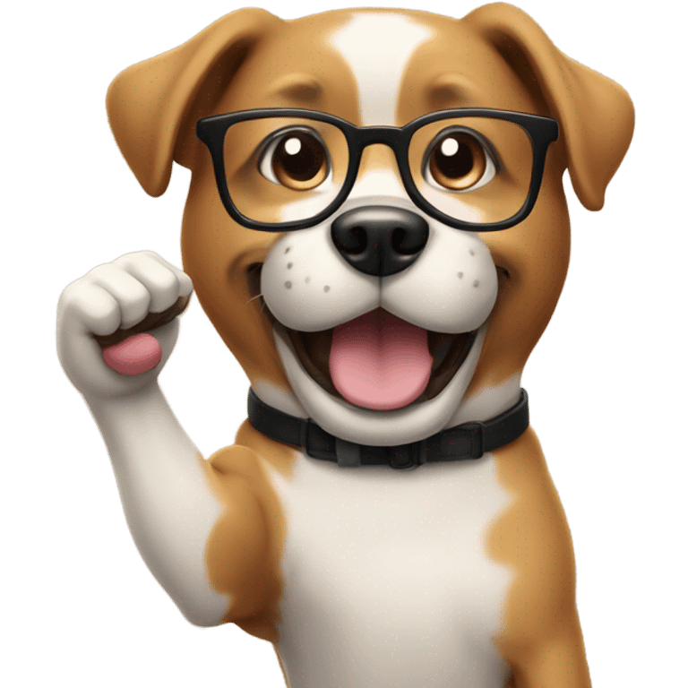 A dog with glasses fist pumping  emoji