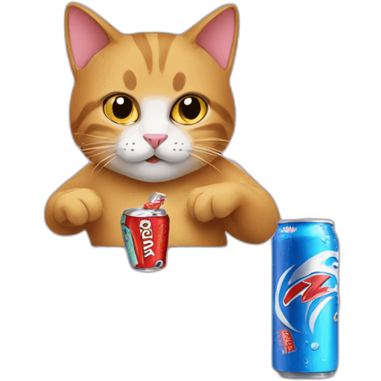 cat drinks energy drink emoji