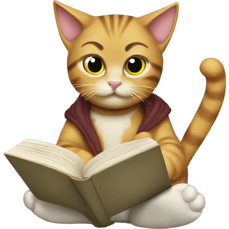 Cat reading a book emoji