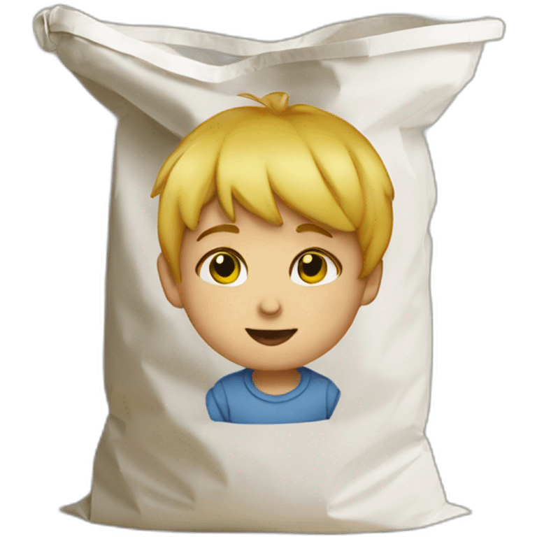 Enfant dans un sac poubelle emoji