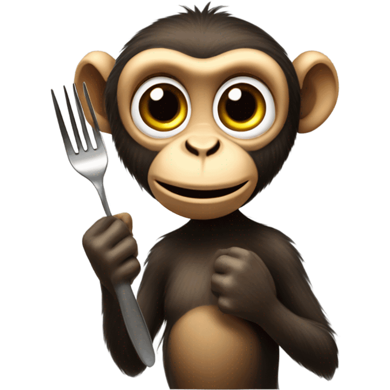 monkey holding fork emoji