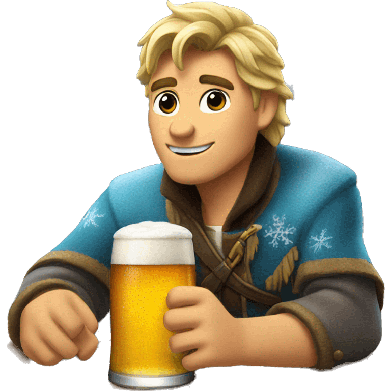 frozen tomando cerveza emoji