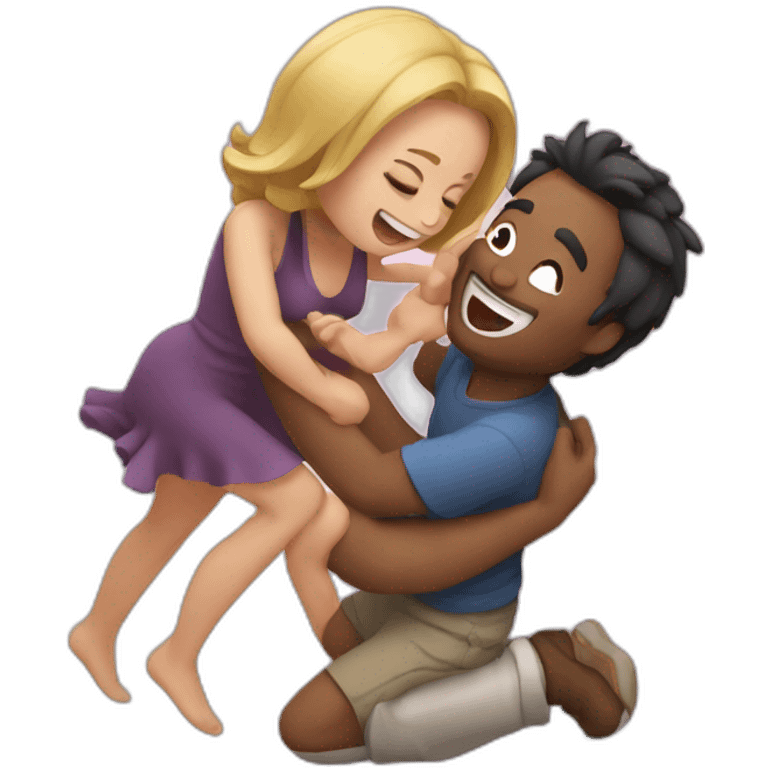 Man tickling woman emoji