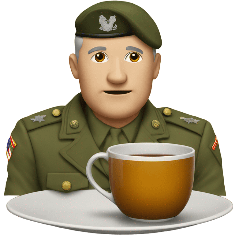 A Military man sitting inside a cup of tea emoji