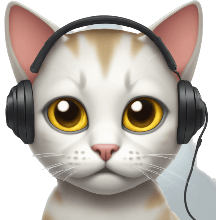 cat with a gaming headset who is angry emoji