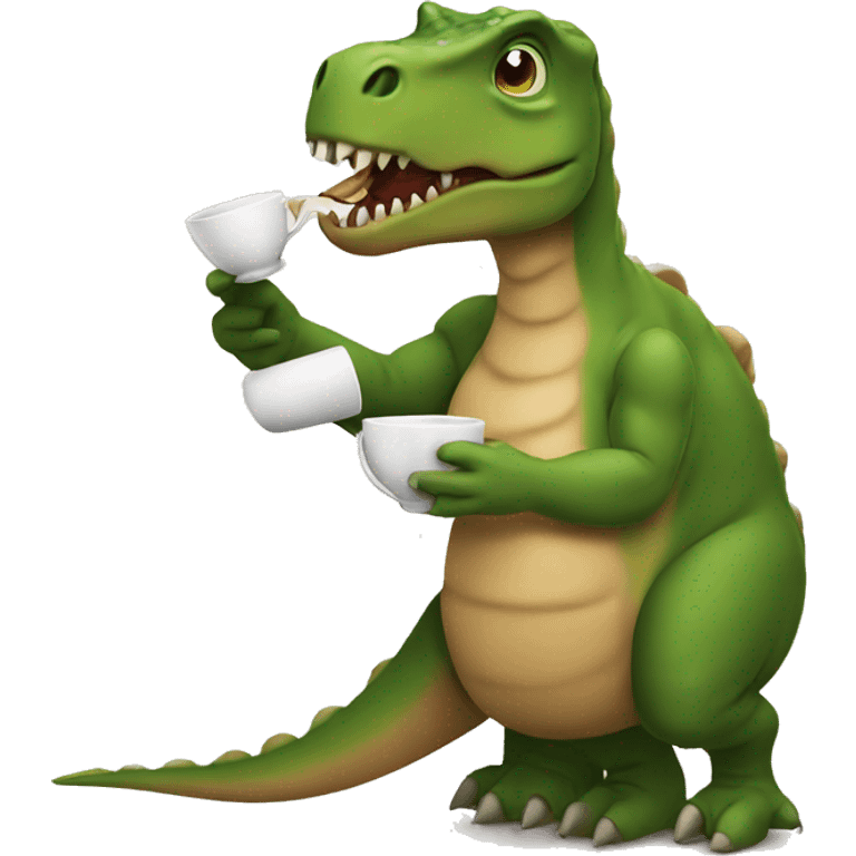 Tea drinking dinosaur emoji