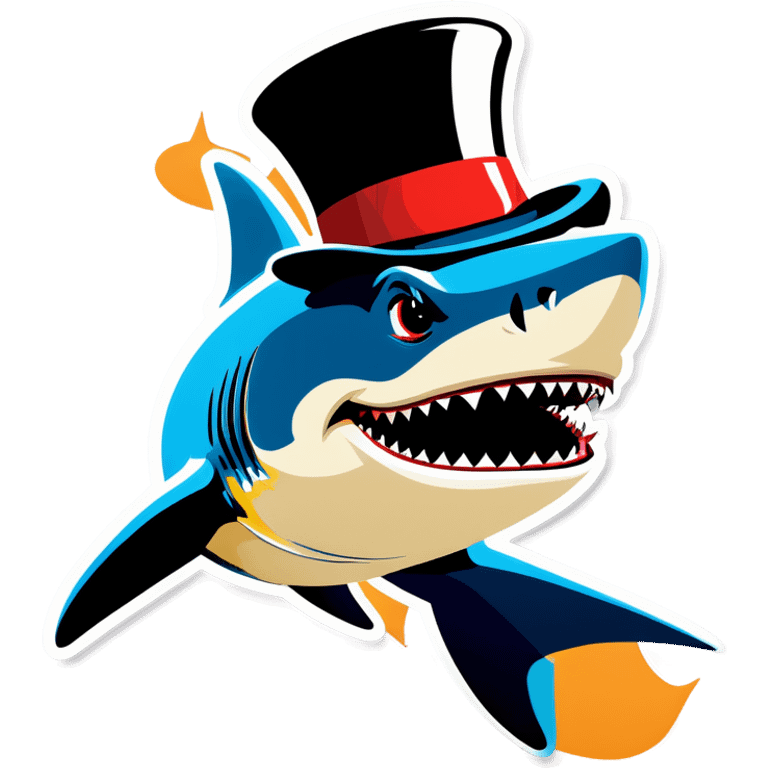 Shark with a top hat emoji