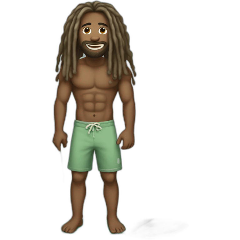 dude with dreadlocks on surfboard emoji