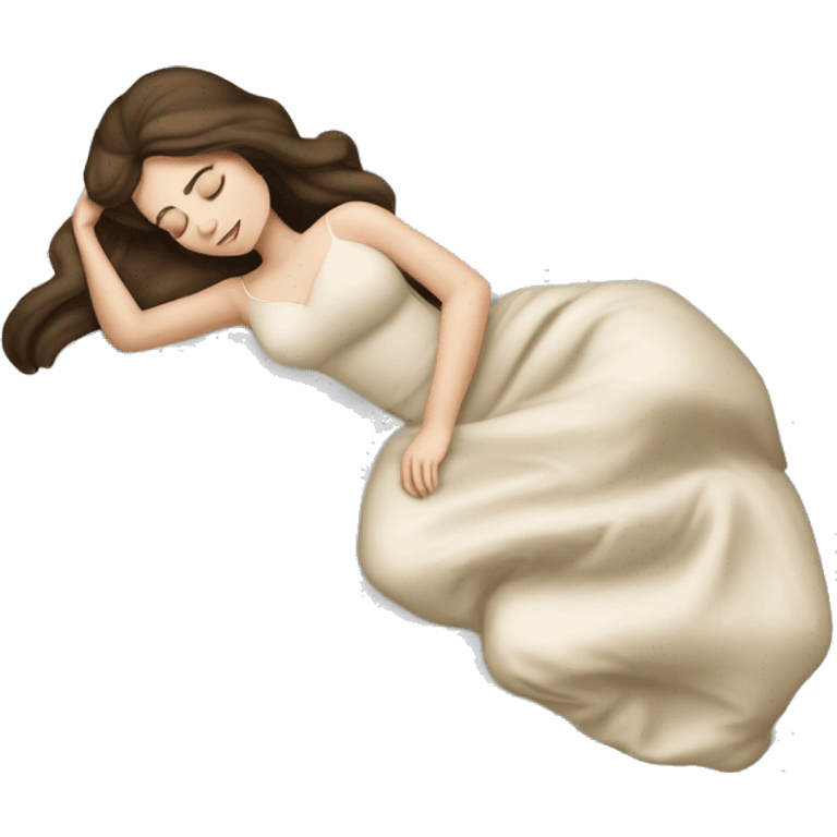 sleeping beauty brunette white girl with a silk pillow emoji