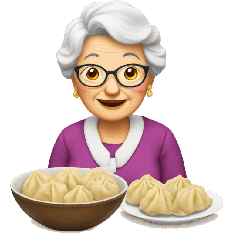 grandma with dumplings emoji