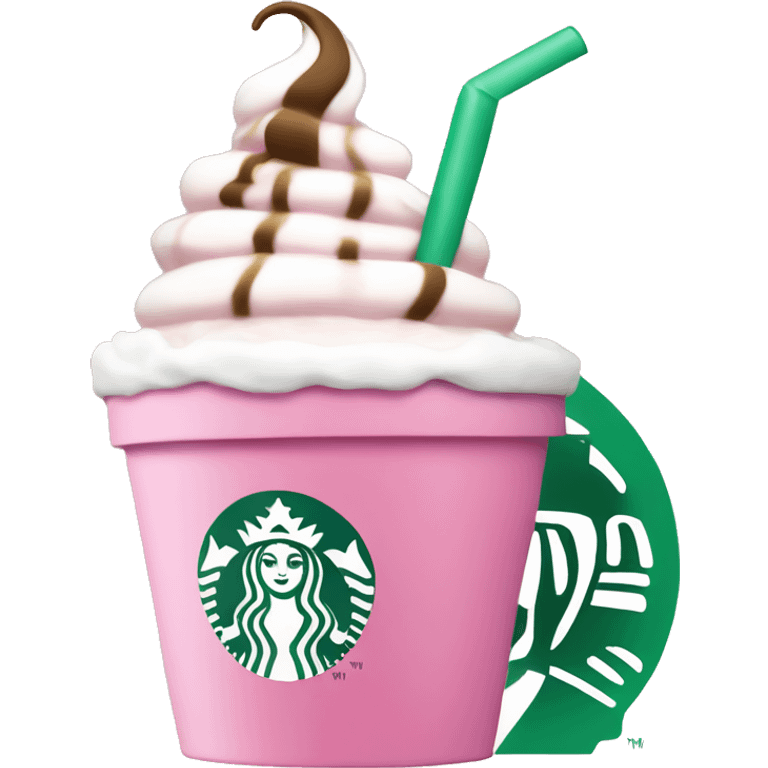 pink starbucks cup with wipcream emoji