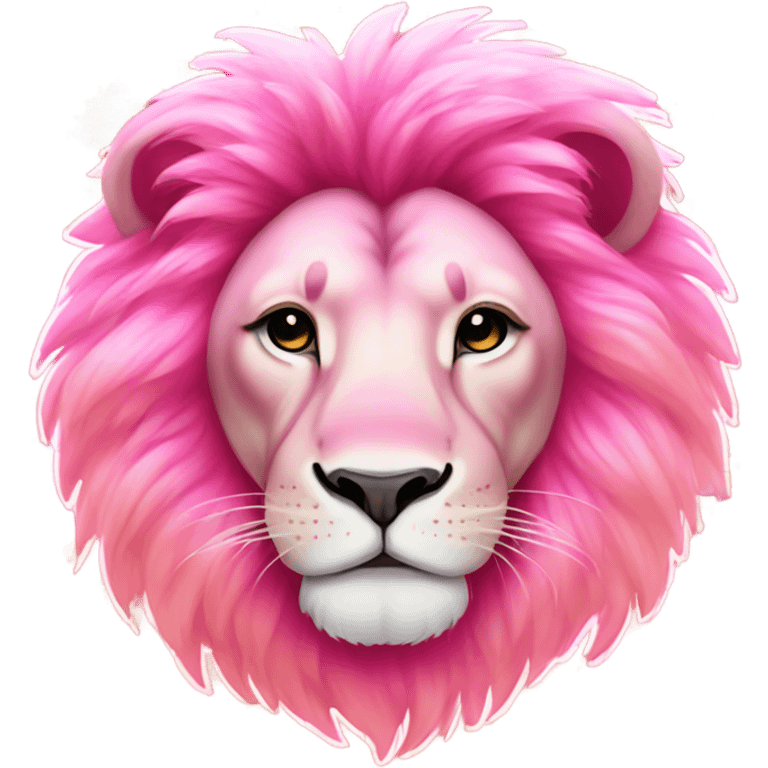 Pink ombre lion lying down with glitter emoji